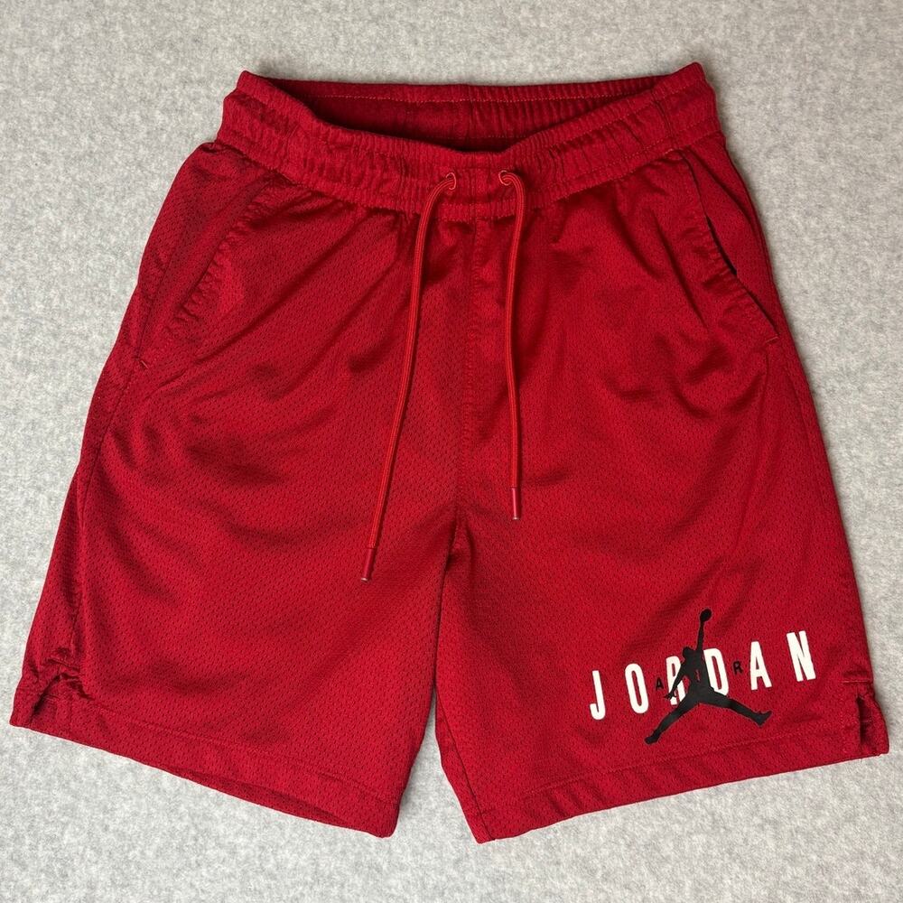 Jordan Shorts Men's S Athletic Mesh Red Black Basketball Sportswear